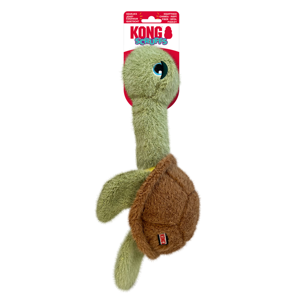KONG Scruffs Turtle – Weiches Kuschel-Hundespielzeug zum Spielen & Schmusen