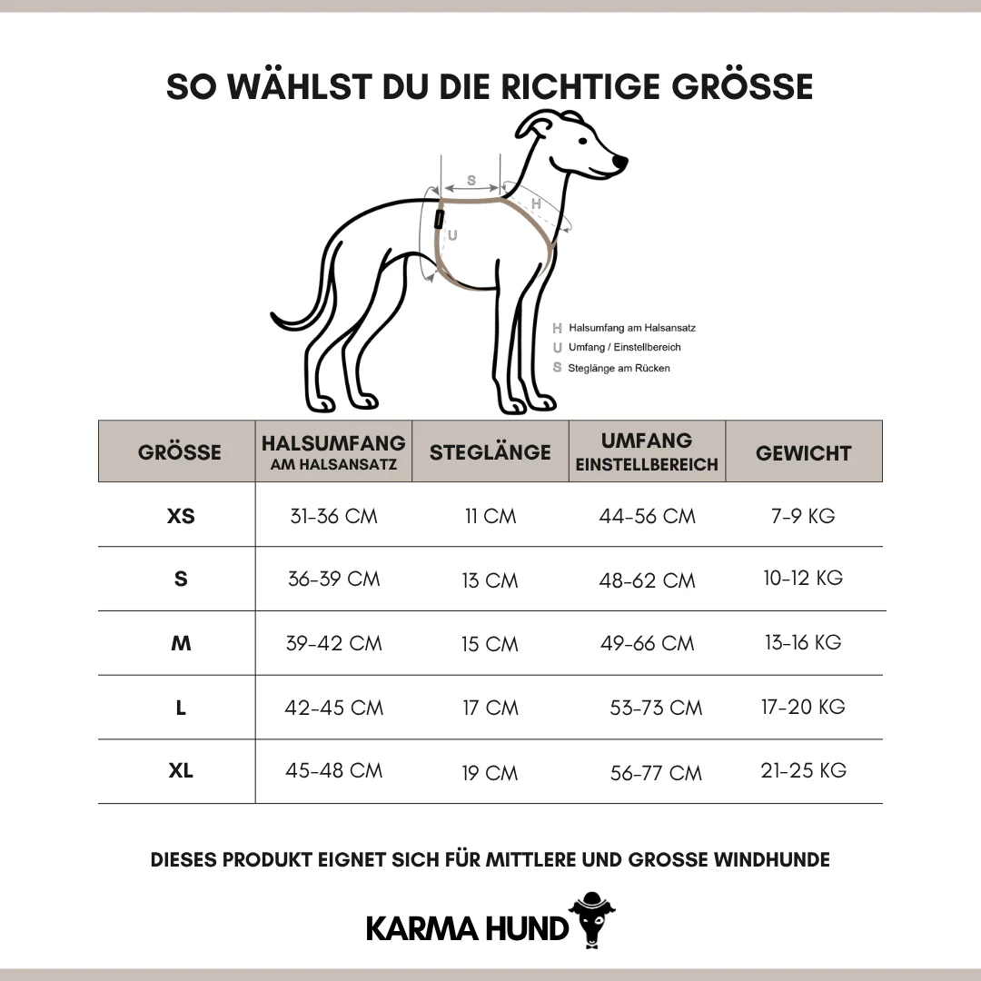 Karma Hund – Softshell Hundegeschirr Windhund