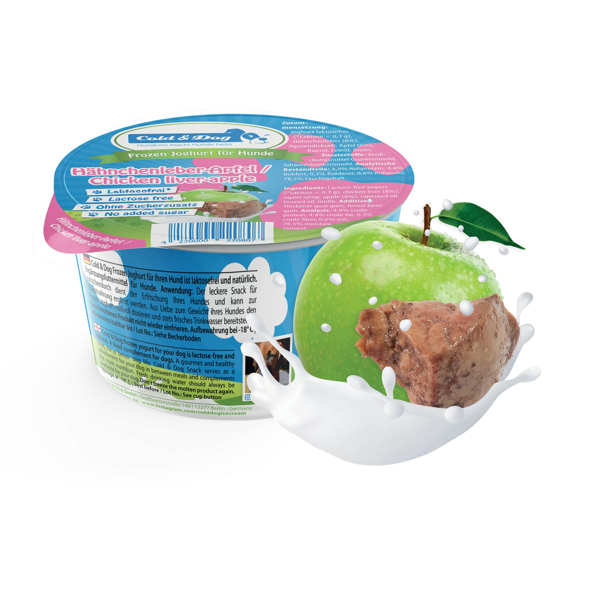 Cold&Dog – Hundeeis Hähnchenleber Apfel 90ml