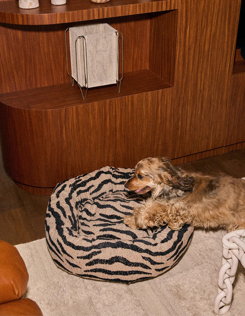 DOGGUO – Rundes Hundebett Zebra - Beige/Black