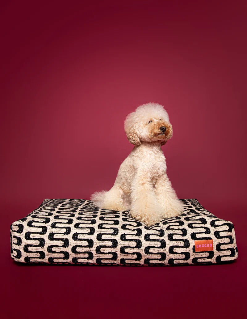 DOGGUO – Hundebett Retro Wave - Beige/Black