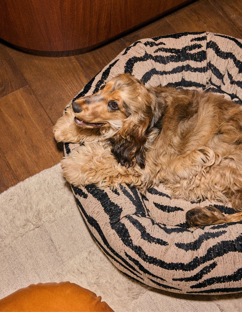 DOGGUO – Rundes Hundebett Zebra - Beige/Black