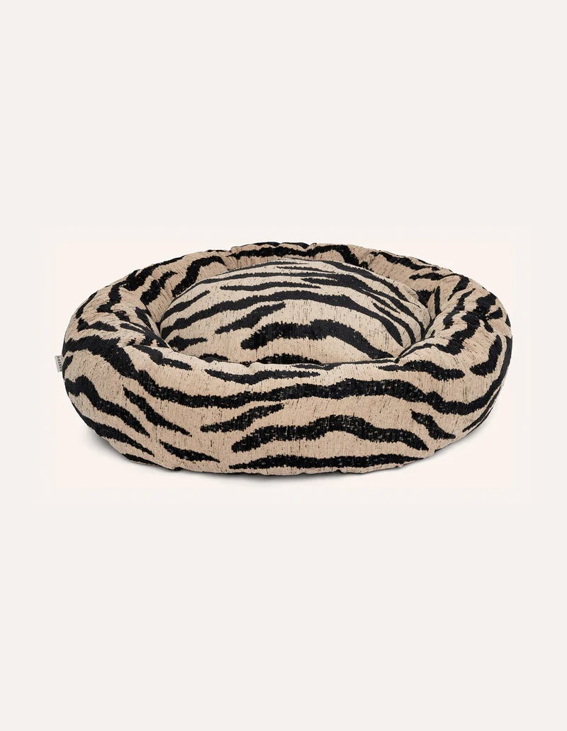 DOGGUO – Rundes Hundebett Zebra - Beige/Black
