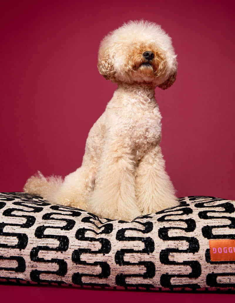 DOGGUO – Hundebett Retro Wave - Beige/Black