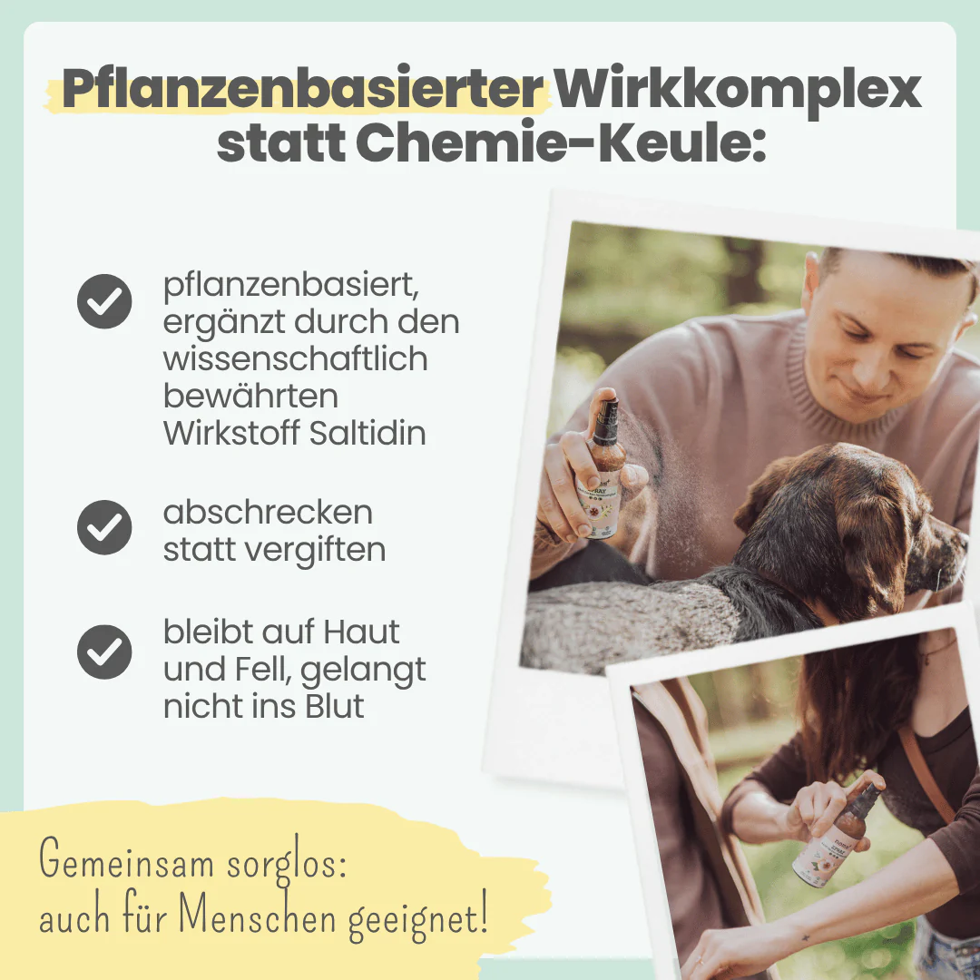 noms+ – Zpray für Hunde gegen Zecken, Flöhe, Milben & Mücken