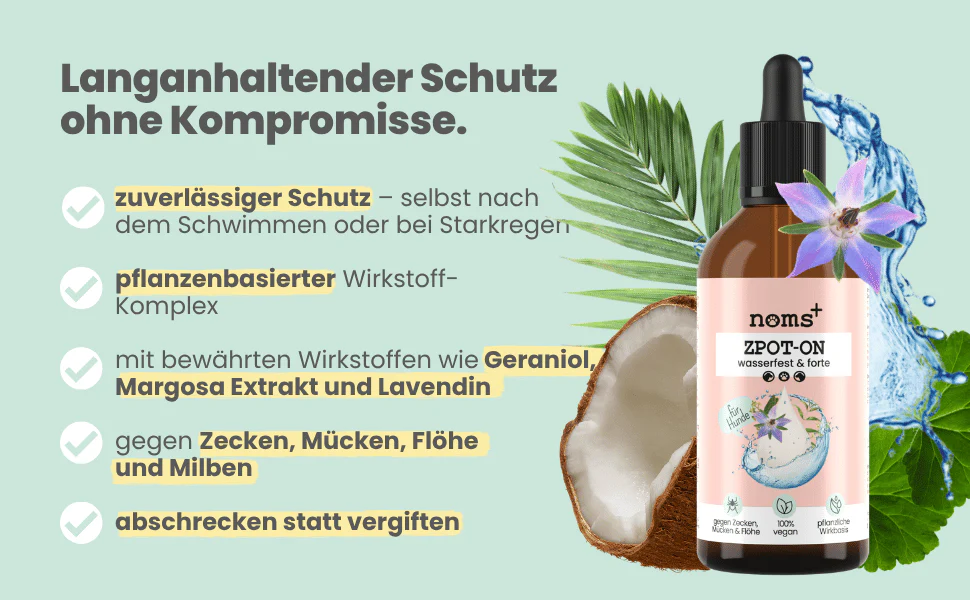 noms+ – Zpot-on für Hunde gegen Zecken, Flöhe, Milben & Mücken