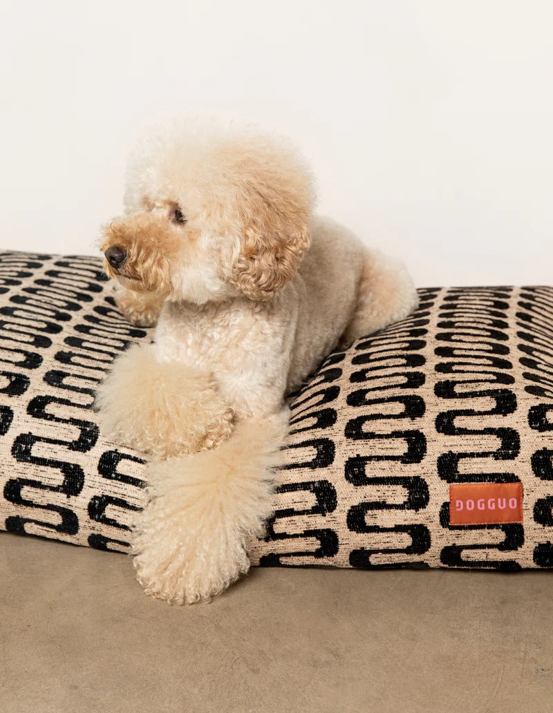 DOGGUO – Hundebett Retro Wave - Beige/Black