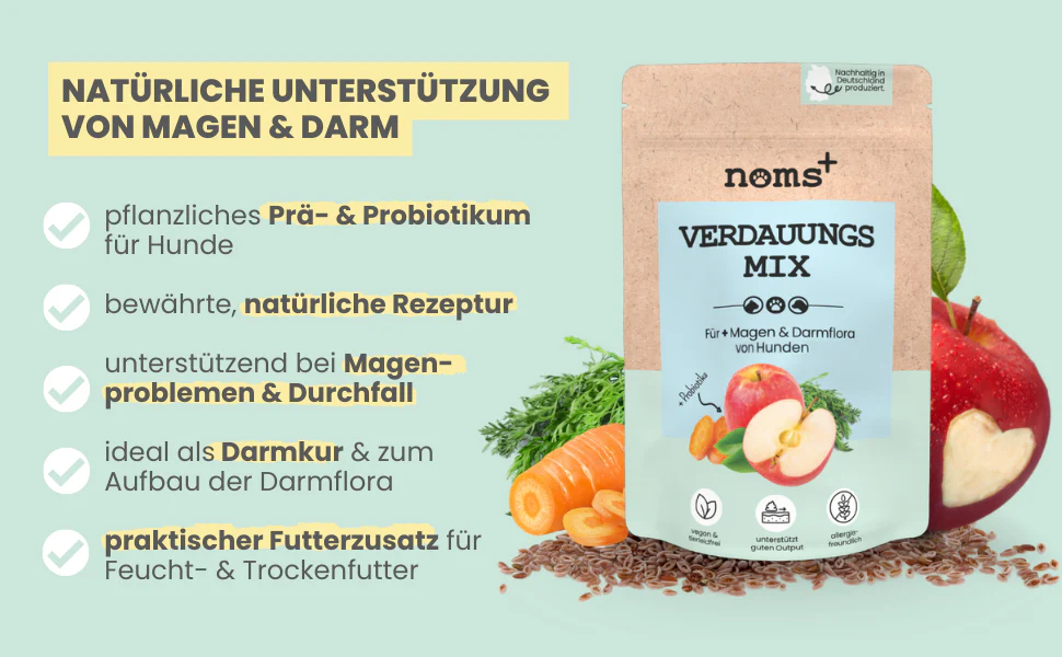 noms+ – Verdauungsmix für Hunde als Probiotikum für Magen- & Darmflora