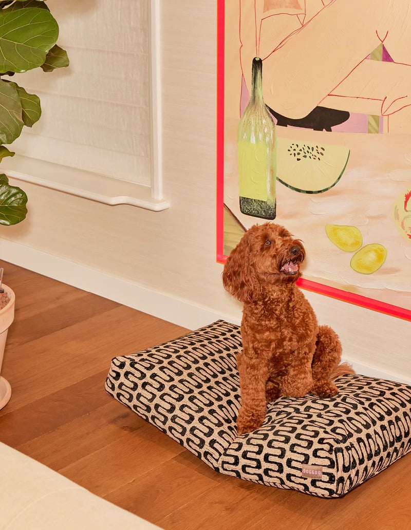 DOGGUO – Hundebett Retro Wave - Beige/Black