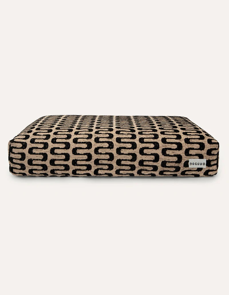 DOGGUO – Hundebett Retro Wave - Beige/Black