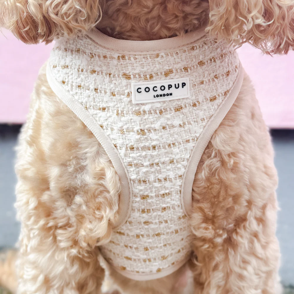 Cocopup – Vanilla Tweed Hundegeschirr mit verstellbarem Halsbereich