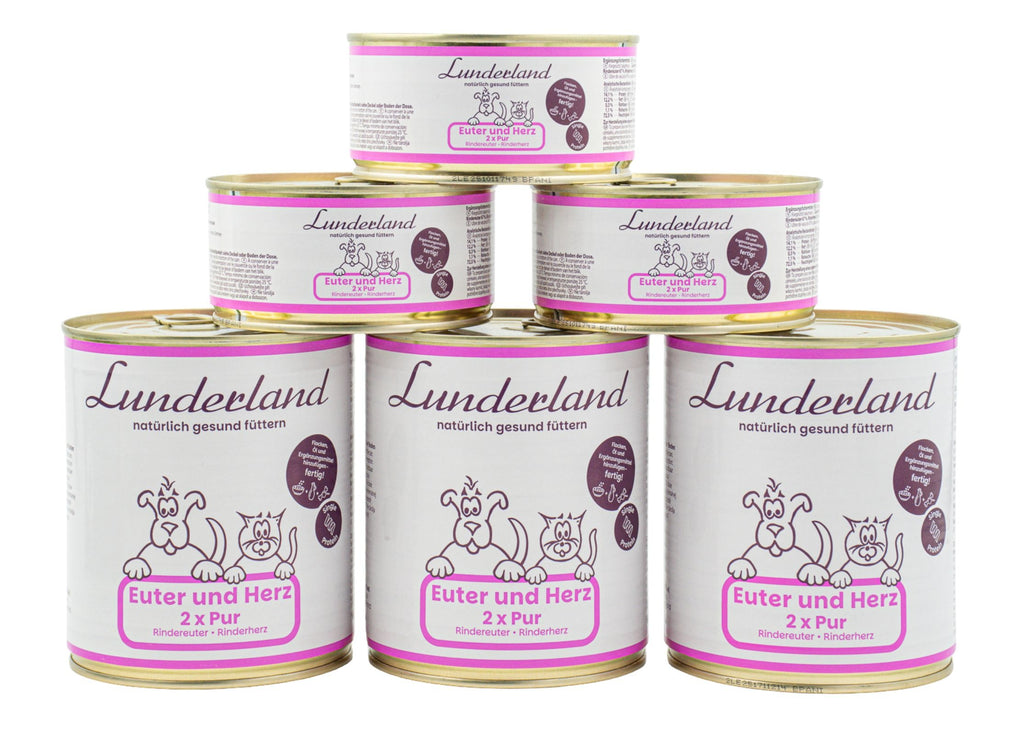 Lunderland – Reinfleisch Mix-Dose Euter + Herz vom Rind für Hunde und Katzen 300 g