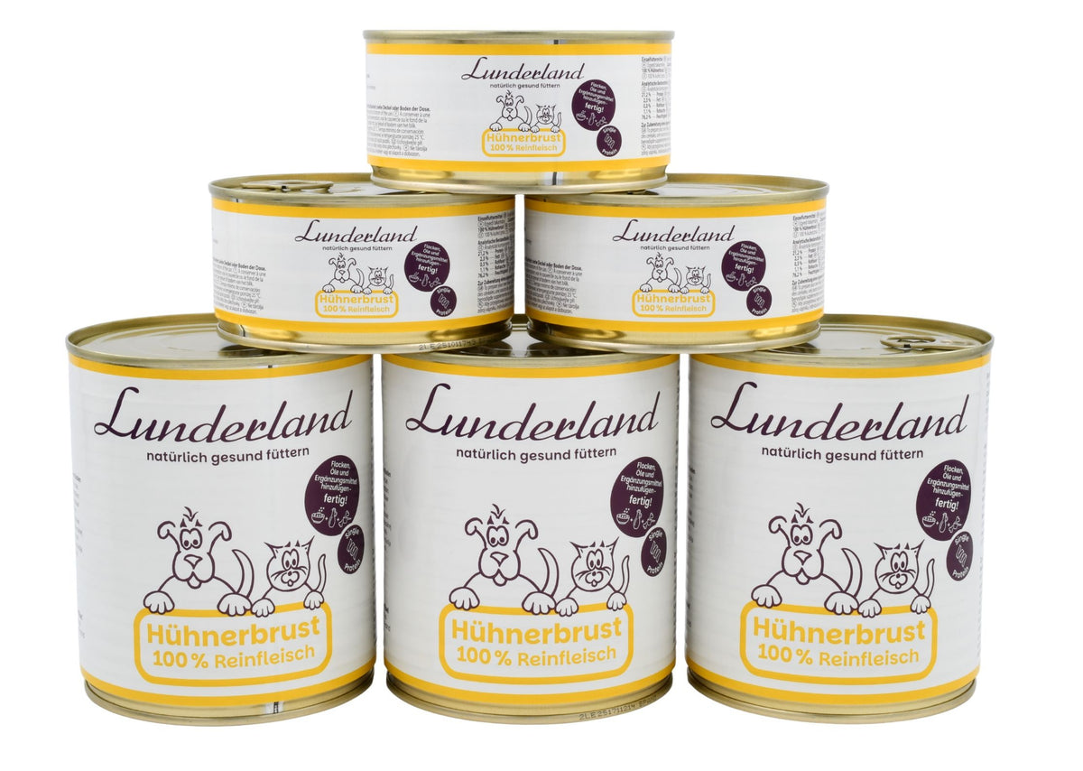 Lunderland – Reinfleisch-Dose Hühnerbrust für Hunde und Katzen 300 g