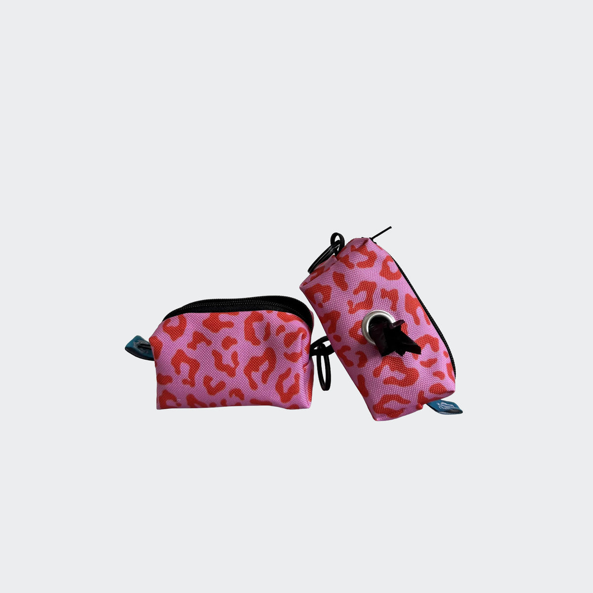 pawfashionEU – Kotbeutel- & Leckerlitasche mit Karabiner – Leopardenmuster rosa-rot