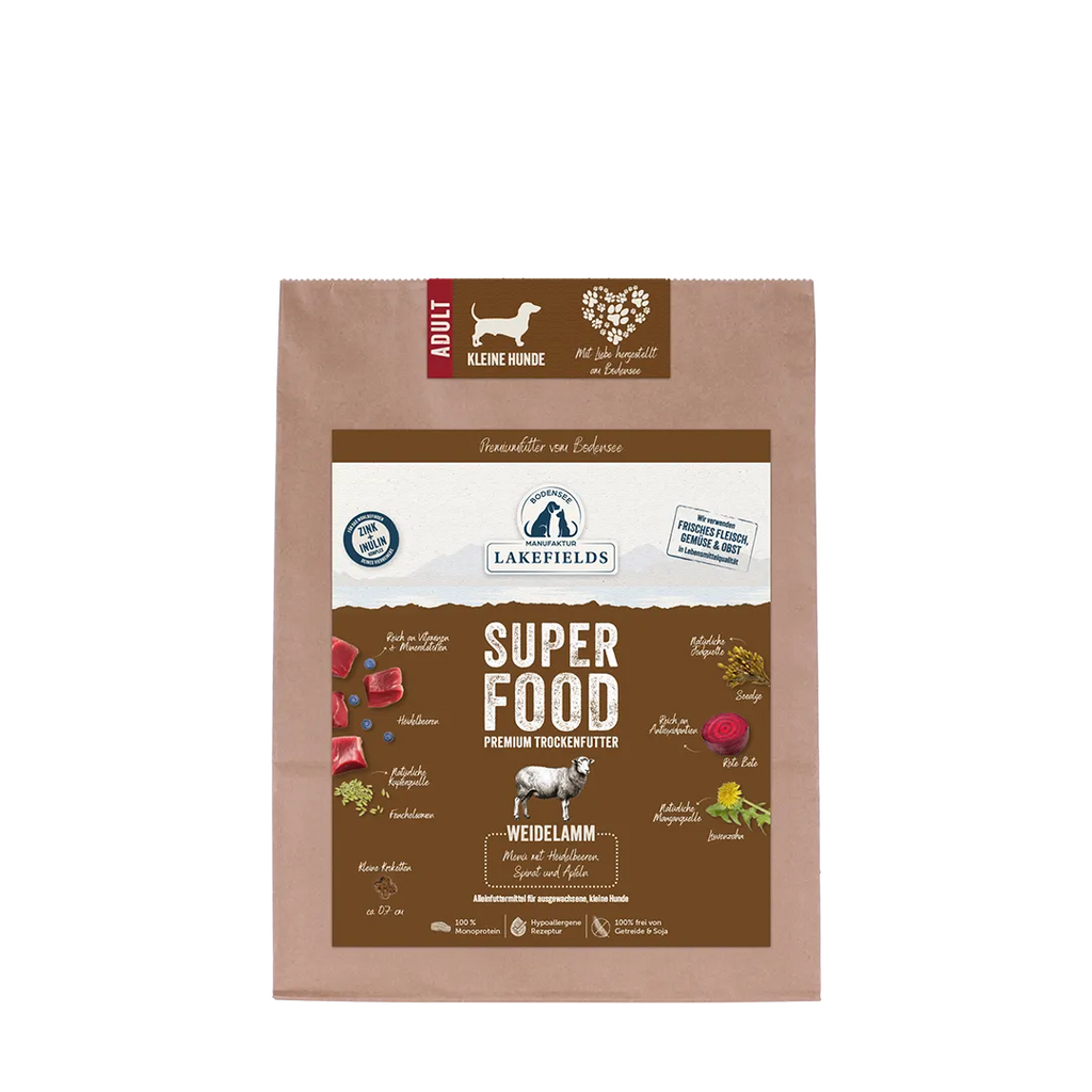 Lakefields – Trockenfutter SUPERFOOD Lamm Adult für kleine Hunde