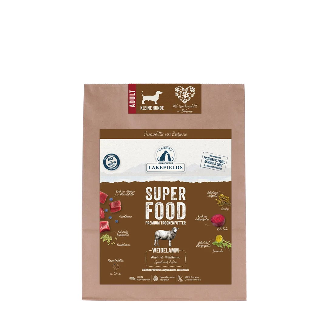 Lakefields – Trockenfutter SUPERFOOD Lamm Adult für kleine Hunde